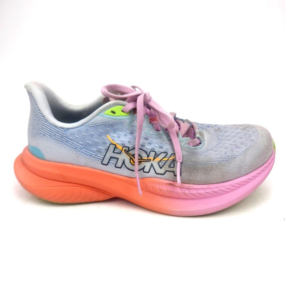 Hoka One One Mach 6 Women’s Sz 6.5 B  Gray Blue Running Sneakers Shoes.